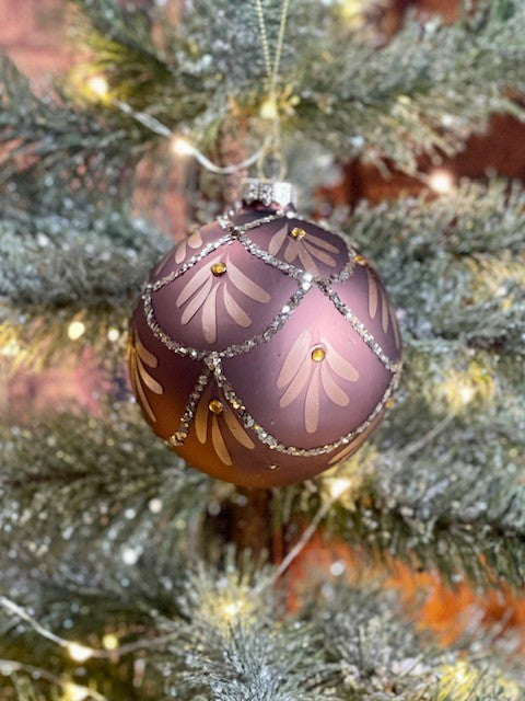 MAUVE SWAG ROUND ORNAMENT GQAM142