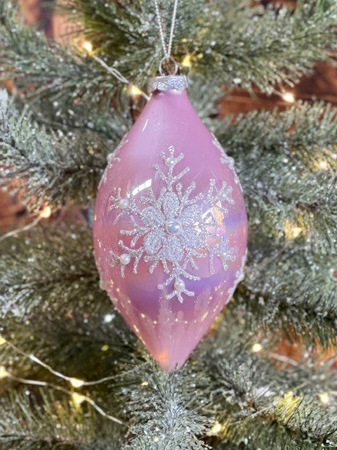 PINK PEARL WITH SNOWFLAKE TEARDROP ORNAMENT GQAM150