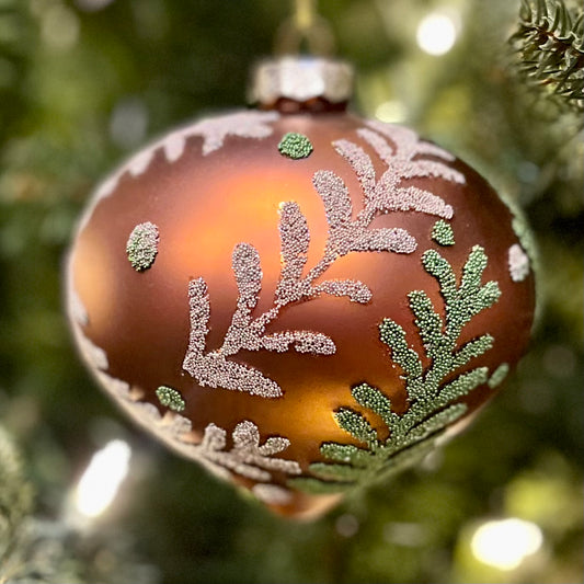 BRONZE GREEN SILVER LEAF ONION ORNAMENT GQAM309
