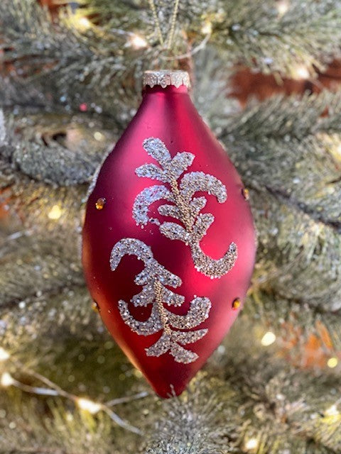 RED FEATHER LEAF TEARDROP ORNAMENT GQAM353