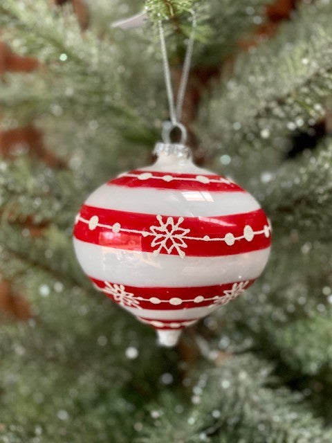 RED & WHITE SNOWFLAKE ONION ORNAMENT GQAM368