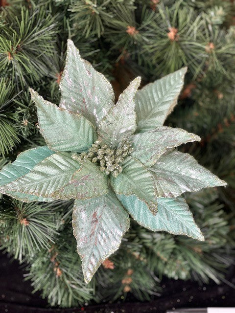 AQUA GREEN SILVER POINSETTIA GGF077
