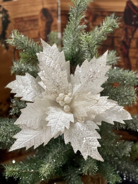 IVORY GLITTER POINSETTIA GGF094