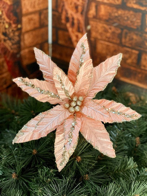 PEACH PINK GLITTER POINSETTIA GGF121