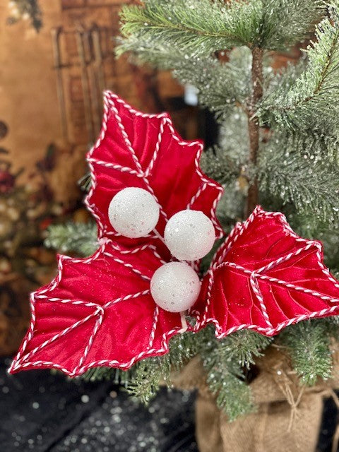 RED WHITE BALL HOLLY SPRIG GGF190