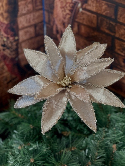 TAUPE SATIN GLITTER EDGE FLOWER GGF324