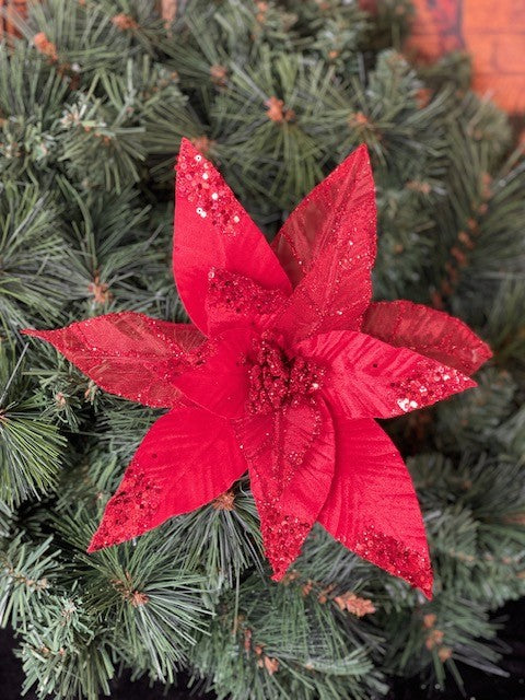 RED ORGANZA POINSETTIA GGF365