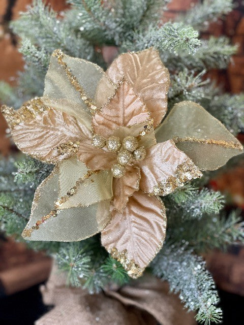 GOLD ORGANZA FLOWER GGF373