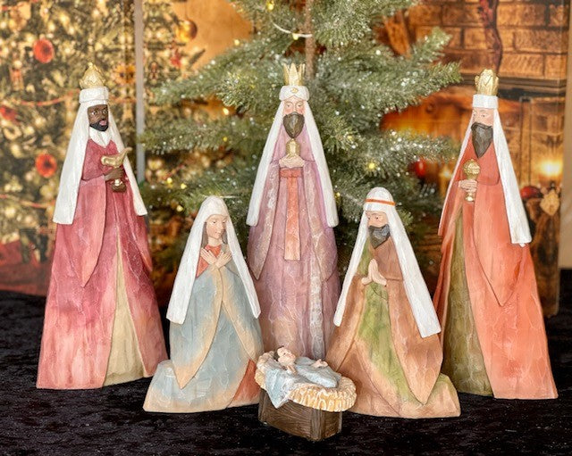 MULTI COLOURED NATIVITY 6 PCE JAR008