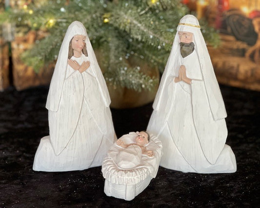 WHTE GOLD NATIVITY 3 PCE SET JAR010