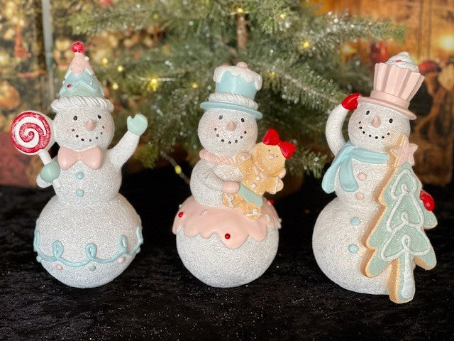 PASTEL SNOWMAN WITH GINGERBREAD GIRL JHH065
