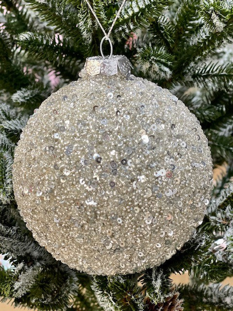 SILVER CRYSTAL ROUND ORNAMENT - JQAM148