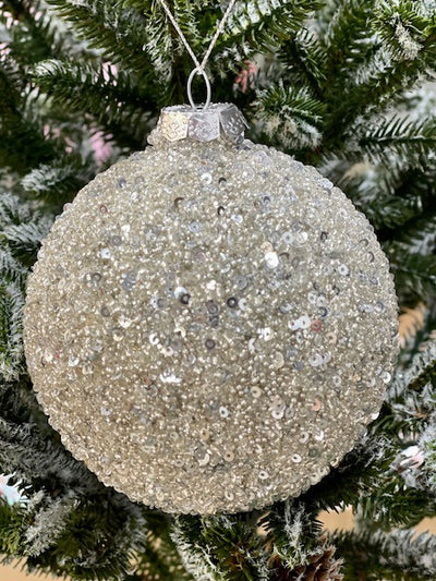 SILVER CRYSTAL ROUND ORNAMENT - JQAM148