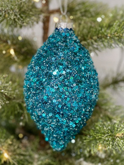 BLUE CRYSTAL TEARDROP ORNAMENT - JQAM152