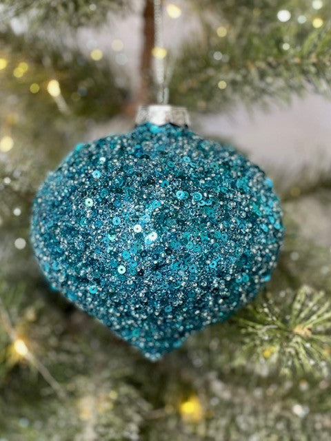BLUE CRYSTAL ONION ORNAMENT - JQAM153