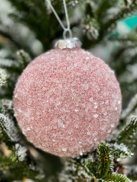 PINK CRYSTAL ROUND ORNAMENT - JQAM154
