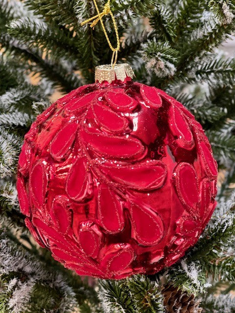 RED PATTERNED ROUND HANGING ORNAMENT JQAM231