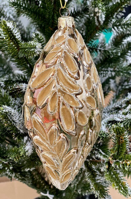 CHAMPAGNE PATTERNED TEARDROP HANGING ORNAMENT JQAM241