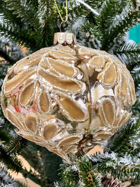 CHAMPAGNE PATTERNED ONION HANGING ORNAMENT JQAM242