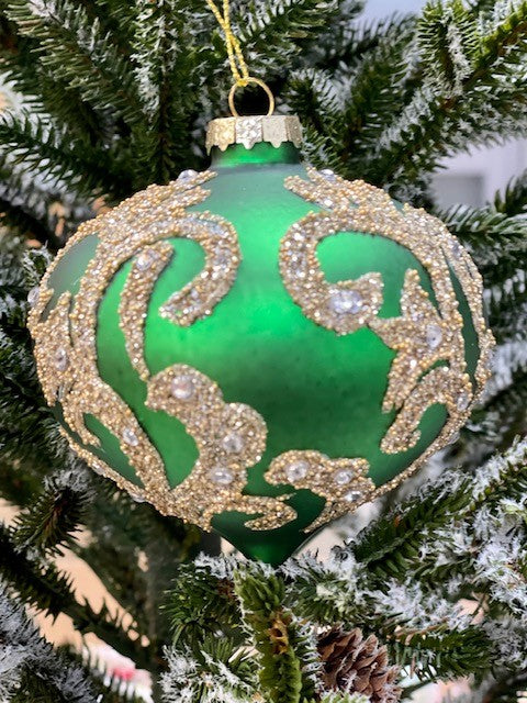 GREEN ORNATE ONION ORNAMENT- JQAM263