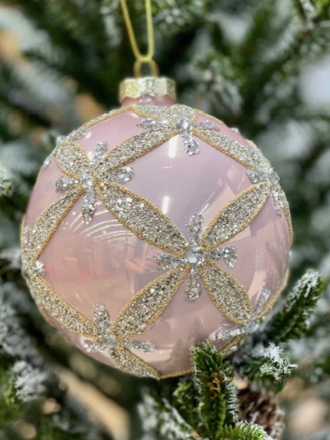 PINK HARLEQUIN ROUND ORNAMENT - JQAM282
