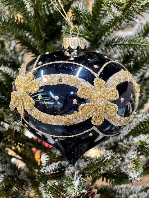BLUE FLORAL ONION ORNAMENT- JQAM325