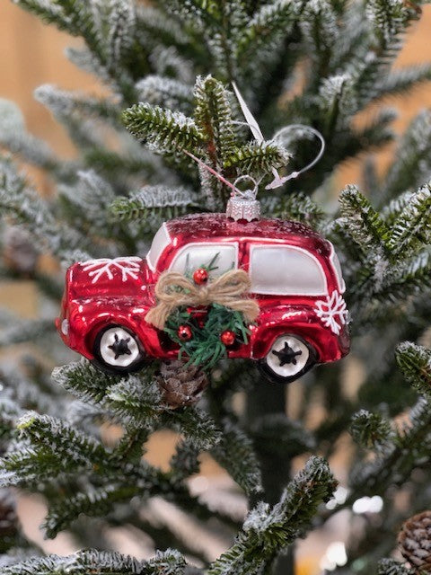 RED CAR WREATH ORNAMENT - JQAM338