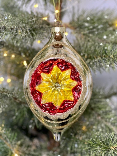 GOLD TEARDROP REFLECTOR ORNAMENT - JQAM346