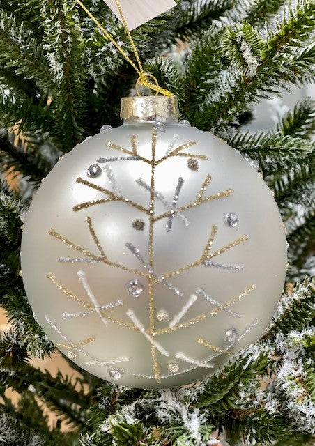 CHAMPAGNE LEAF ROUND HANGING ORNAMENT JQAM355