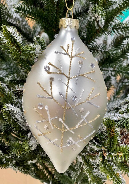 CHAMPAGNE LEAF TEARDROP HANGING ORNAMENT JQAM356