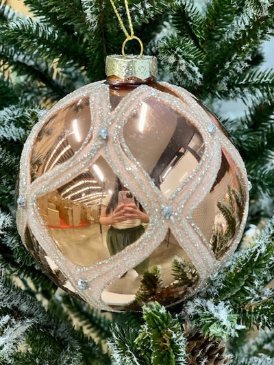ROSE GOLD HARLEQUIN ROUND HANGING ORNAMENT JQAM361