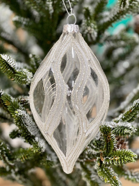 CLEAR HARLEQUIN TEARDROP HANGING ORNAMENT JQAM362