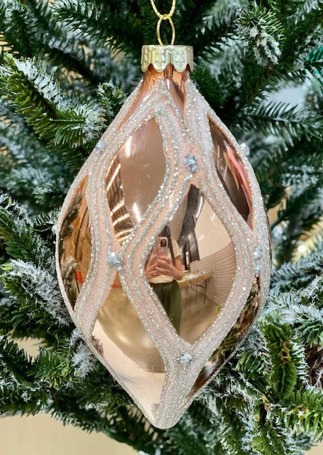 ROSE GOLD HARLEQUIN TEARDROP HANGING ORNAMENT JQAM365