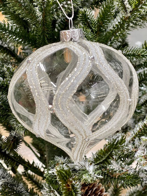 CLEAR HARLEQUIN ONION HANGING ORNAMENT JQAM366