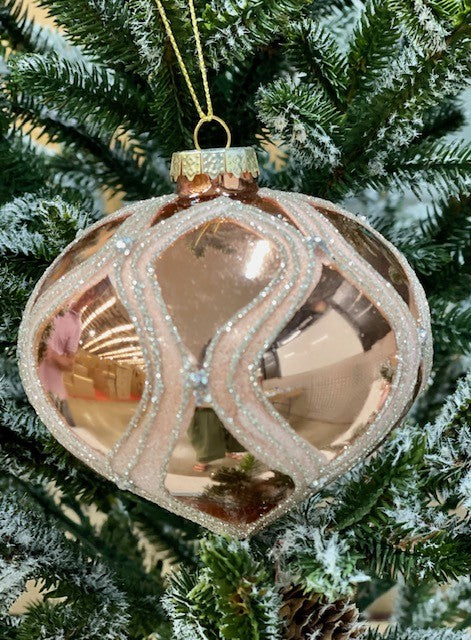 ROSE GOLD HARLEQUIN ONION HANGING ORNAMENT JQAM369