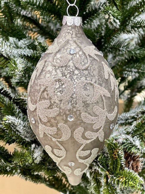 TAUPE TEARDROP HANGING ORNAMENT JQAM370