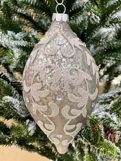 TAUPE TEARDROP HANGING ORNAMENT JQAM370