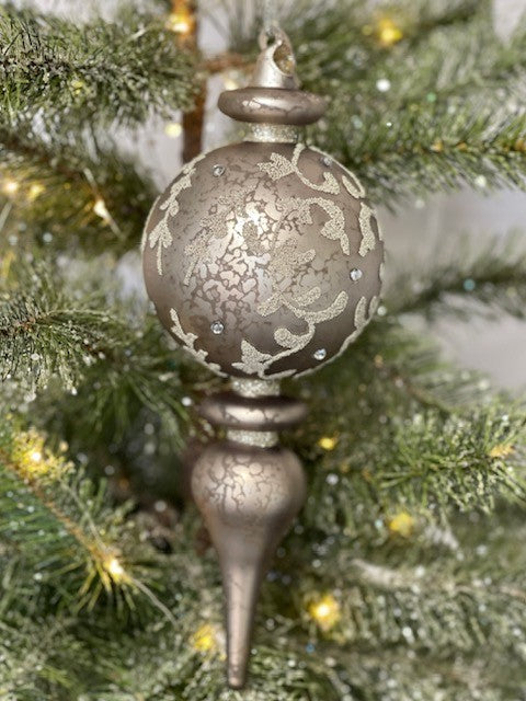 TAUPE FINIAL HANGING ORNAMENT JQAM373
