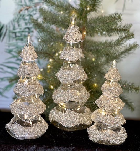 LARGE GLASS FROSTED LED TREE JQAM404