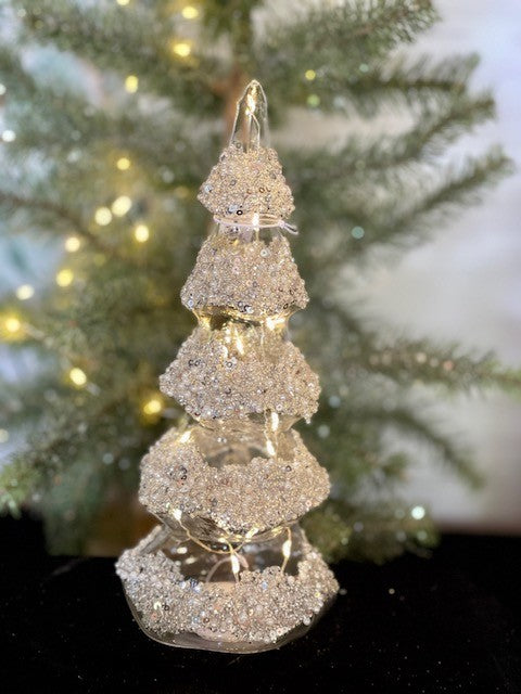 MEDIUM GLASS FROSTED LED TREE JQAM405