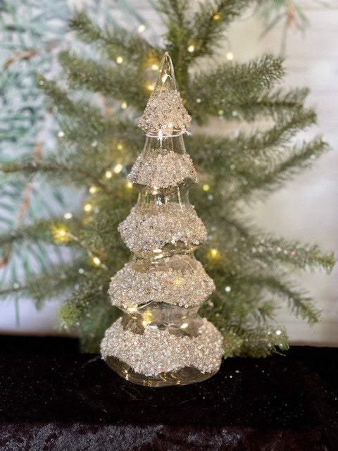 MEDIUM GLASS FROSTED LED TREE JQAM405