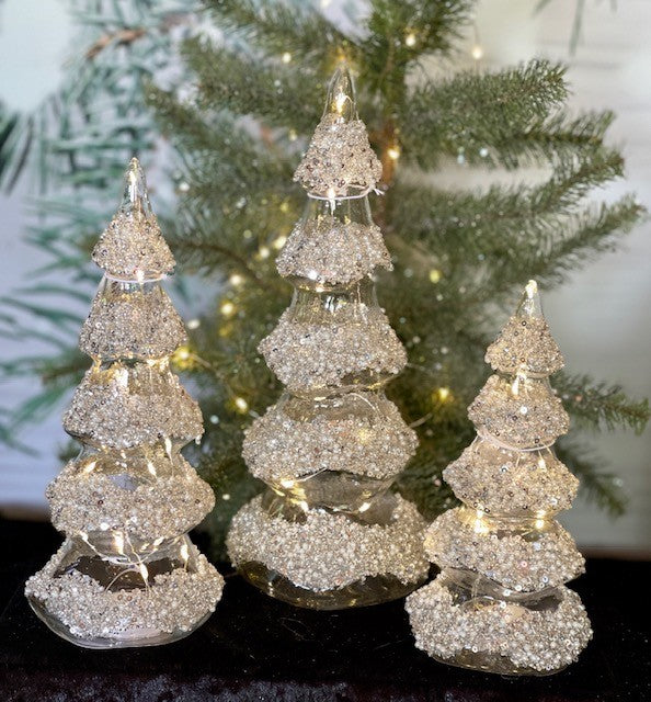 MEDIUM GLASS FROSTED LED TREE JQAM405