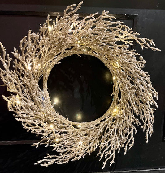CHAMPAGNE SPRIG LED WREATH JSH008