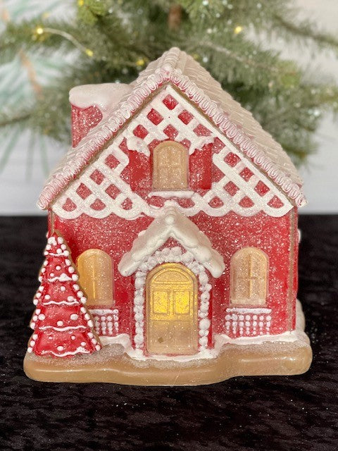 SMALL RED GINGERBREAD HOUSE - JTE162