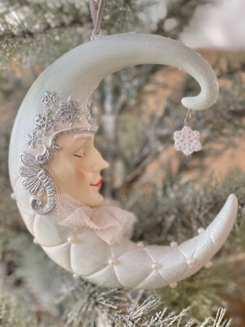 MOON FACE ORNAMENT WITH PEARL ACCENTS - JTE201