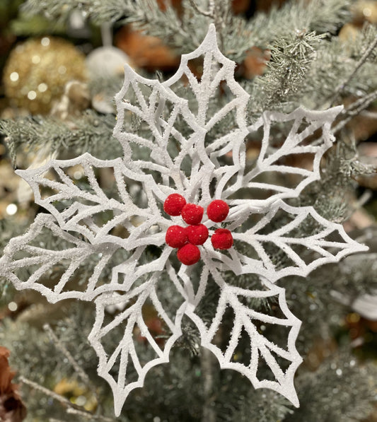 WHITE POINSETTIA WITH RED CENTRE JXG015