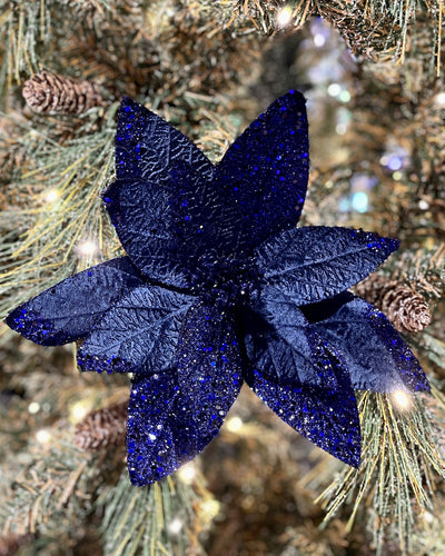 NAVY BLUE GLITTER POINSETTIA JXG070