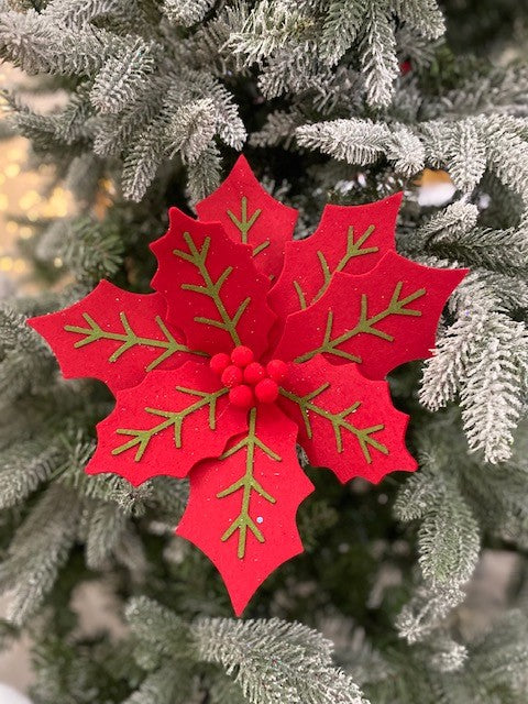 RED GREEN FELT POINSETTIA JXG112