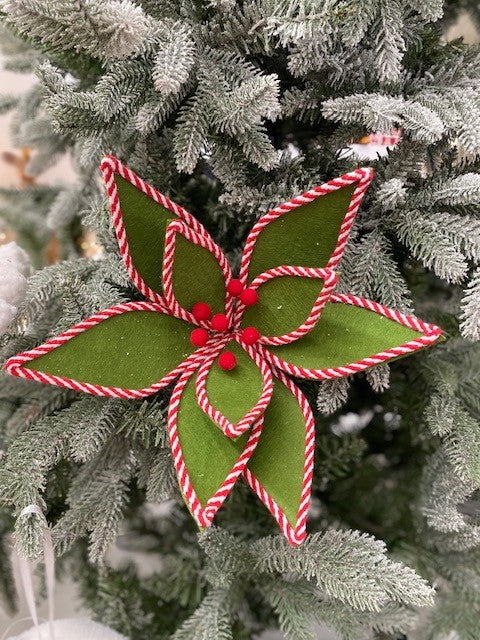 GREEN RED TRIM FELT POINSETTIA JXG114