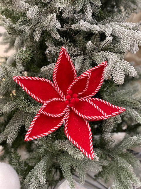 RED WHITE TRIM FELT POINSETTIA JXG115